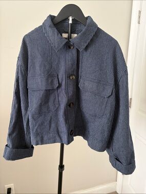 *NWT Textured Sriped Wide Sleeve Jacket, 
Navy / White Original $130